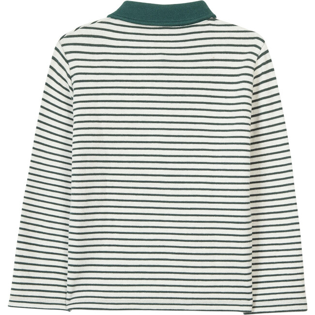 Striped Long Sleeve Polo, Green - Polo Shirts - 3