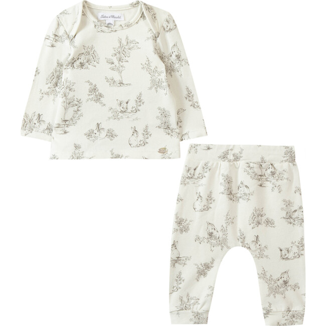 Forest Bunny Baby Pajamas, White - Pajamas - 4
