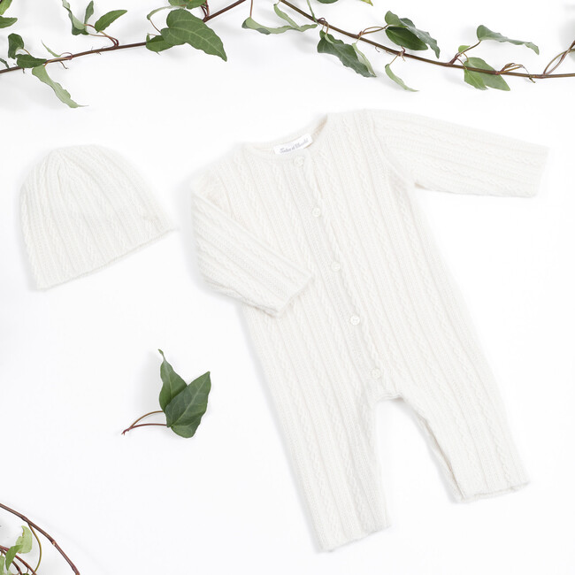 Cable Knit Baby Jumpsuit, Grey - Onesies - 2