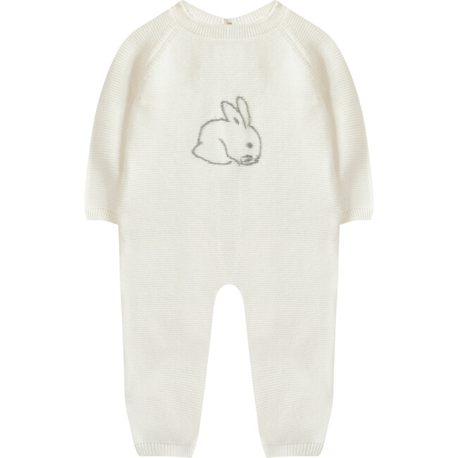 Baby Bunny Knit Jumpsuit, White