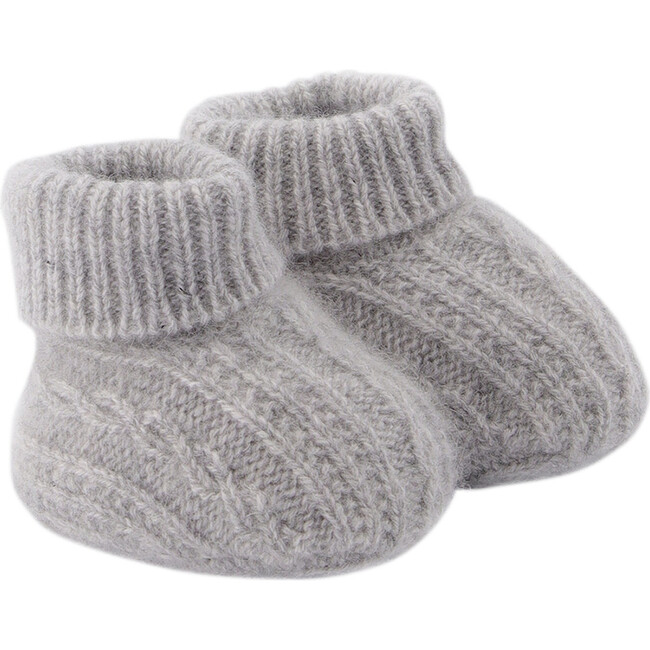 Cable Knit Baby Booties, Grey