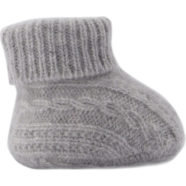 Cable Knit Baby Booties, Grey