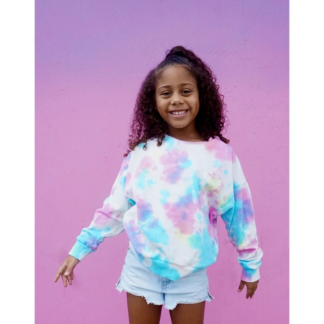 Customizable Rainbow Tie Dye Crewneck Sweatshirt with Hand Embroidery, Multi - Sweatshirts - 3