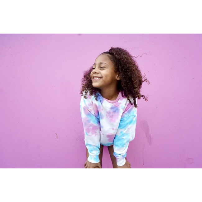 Customizable Rainbow Tie Dye Crewneck Sweatshirt with Hand Embroidery, Multi - Sweatshirts - 5