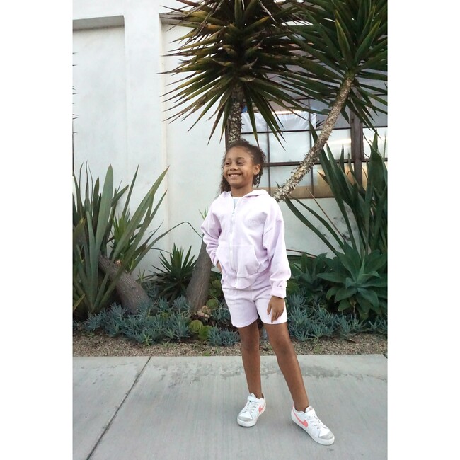 Customizable Zip Up Hoodie Sweatshirt with Hand Embroidery, Lavender - Sweatshirts - 4