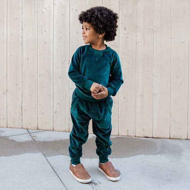 Ziggy Jogger, Green Velour - Sweatpants - 5