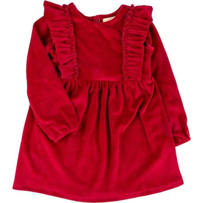 Caitlin Dress, Red Velour - Dresses - 1