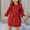 Caitlin Dress, Red Velour - Dresses - 5
