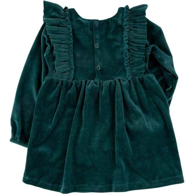 Caitlin Dress, Green Velour - Dresses - 2