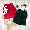 Caitlin Dress, Green Velour - Dresses - 3