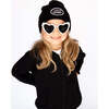 Little Feminist Embroidered Patch Knit Beanie, Black - Hats - 2 - thumbnail