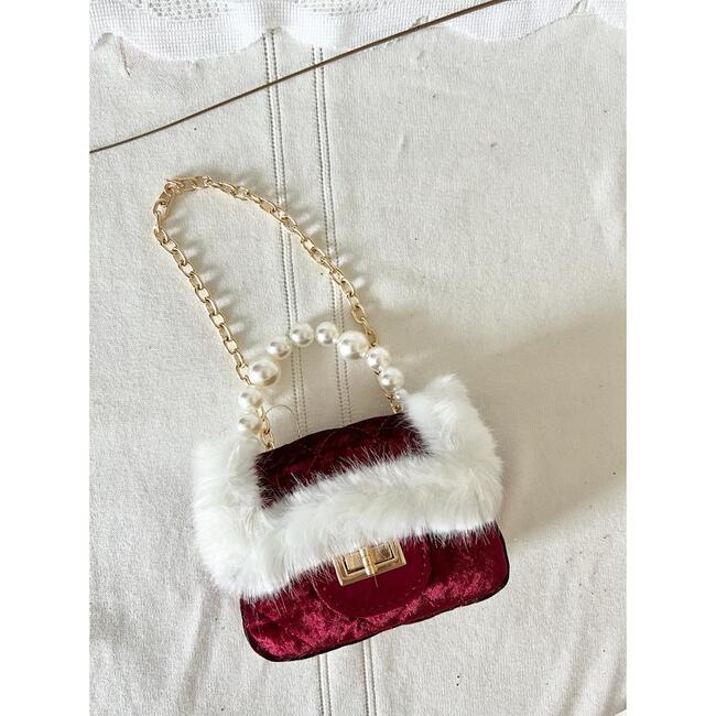 Faux Fur Trimmed Little Lady Purse, Red - Bags - 2