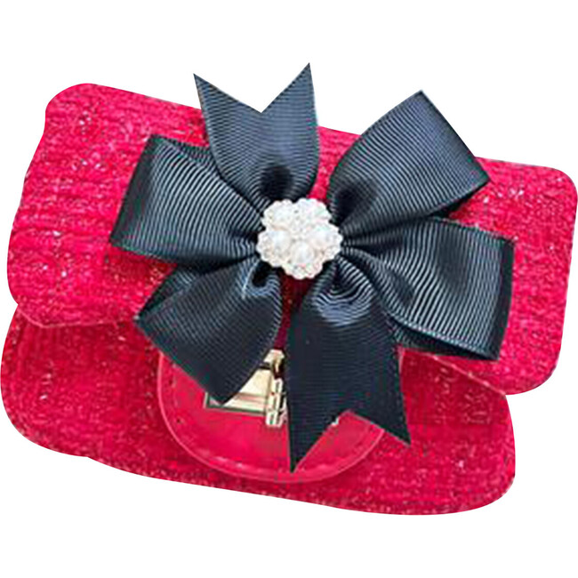 Tweed Big Bow Little Lady Purse, Red