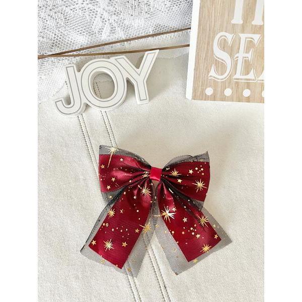 Red Holiday Sparkle Bow Clip