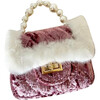 Faux Fur Trimmed Little Lady Purse, Rose - Bags - 1 - thumbnail