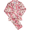 Women's Silk Banana Leaf Pajama Shirt & Pant Set, Pink - Pajamas - 1 - thumbnail