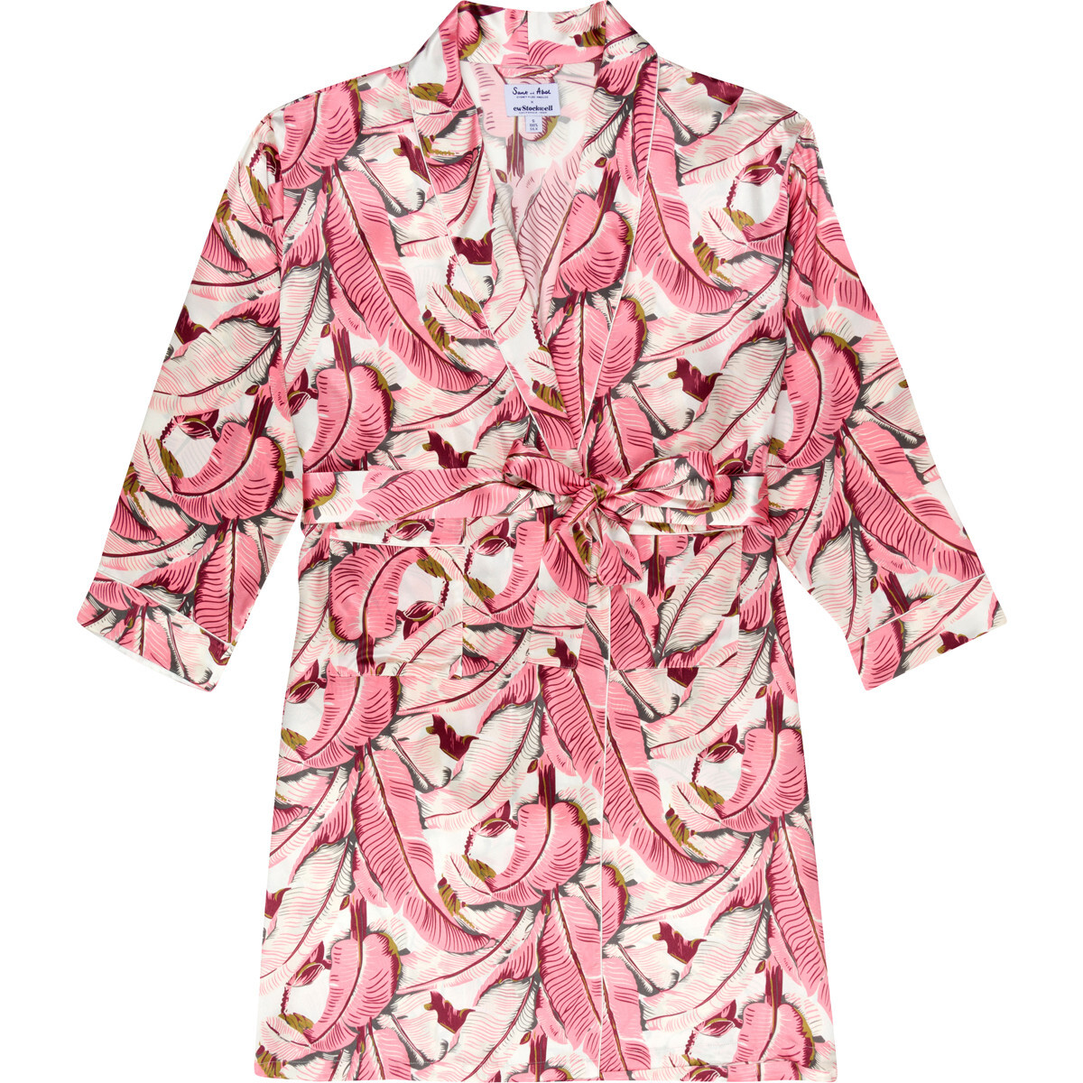Women's Silk Banana Leaf Robe, Pink - Robes - 1