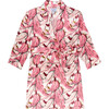 Women's Silk Banana Leaf Robe, Pink - Robes - 1 - thumbnail