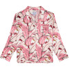 Women's Silk Banana Leaf Pajama Shirt & Pant Set, Pink - Pajamas - 2