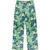 Women's Silk Banana Leaf Pajama Shirt & Pant Set, Green - Pajamas - 3