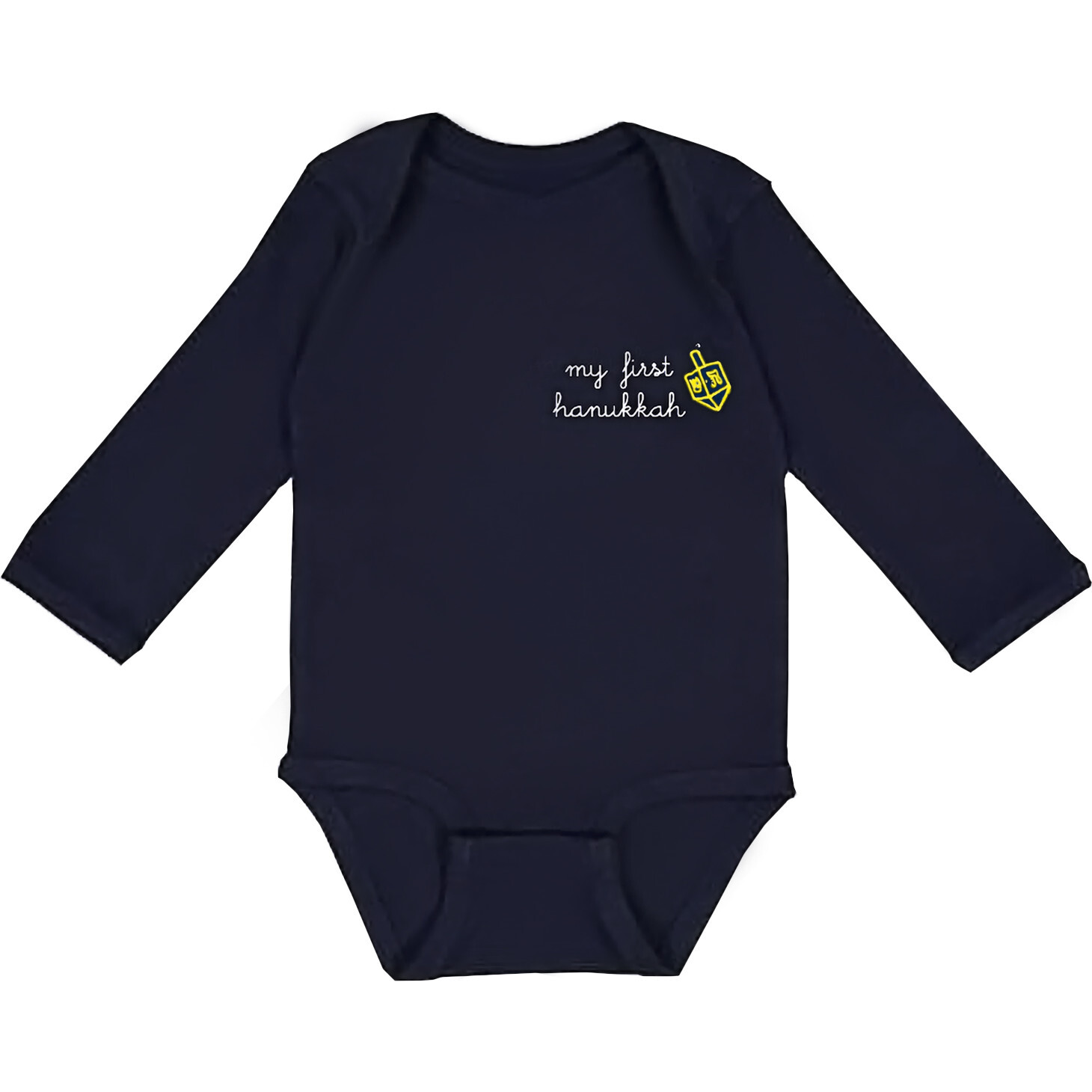 "My First Hannukah" Dreidel Baby Onesie, Blue - Onesies - 1