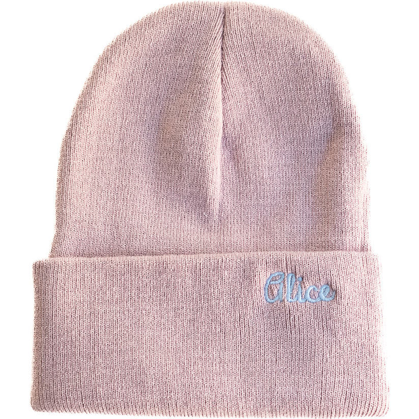 Custom Embroidered Beanie, Mauve - Hats - 1