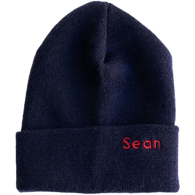 Custom Embroidered Beanie, Navy - Hats - 1