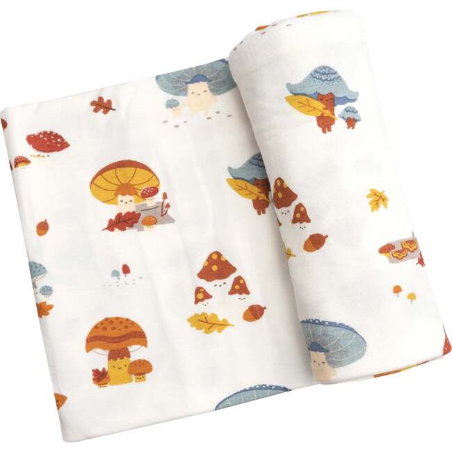 Mushroom Families Swaddle Blanket, Multicolor
