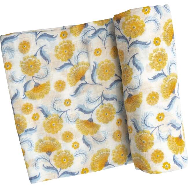 Marigold Swirl Swaddle Blanket, Multicolor