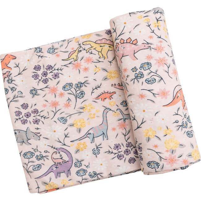 Ditsy Dino Swaddle Blanket, Multicolor
