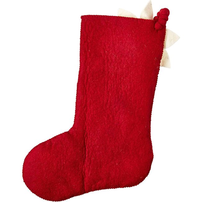 Hand Felted Wool Christmas Stocking, Poinsettia in Red