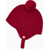 Renta Merino Baby Bonnet, Burgundy - Hats - 1 - thumbnail