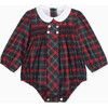 Dolores Baby Smock Romper Suit, Navy Tartan - Rompers - 1 - thumbnail