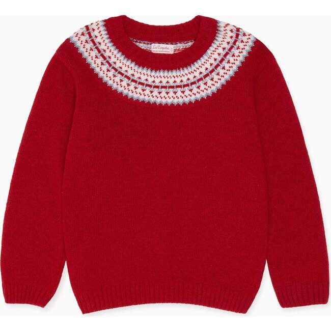Fairisle Jumper, Red - Sweaters - 1