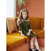 Maranta Girl Dress, Green Velvet - Dresses - 2