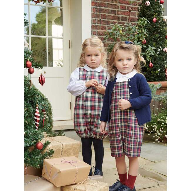 Buganvilla Baby Dungarees, Navy Tartan - Overalls - 2