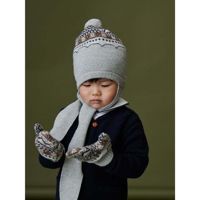 Fairisle Hat And Gloves, Grey - Hats - 3