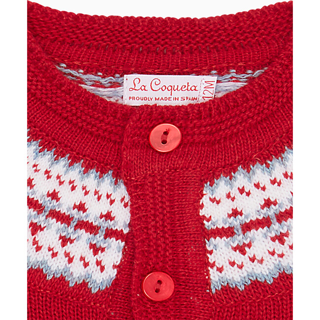 Fairisle Baby Cardigan, Red - Cardigans - 2