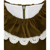 Maranta Girl Dress, Green Velvet - Dresses - 3
