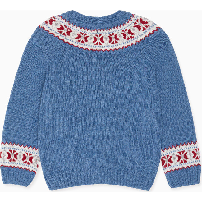 Fairisle Baby Cardigan, Blue - Cardigans - 3