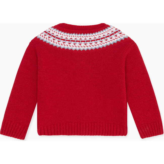 Fairisle Baby Cardigan, Red - Cardigans - 3