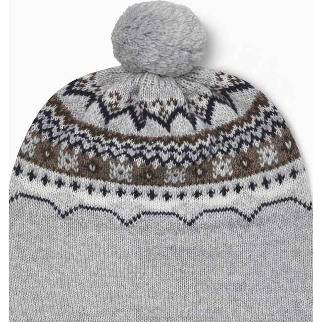 Fairisle Hat And Gloves, Grey - Hats - 4