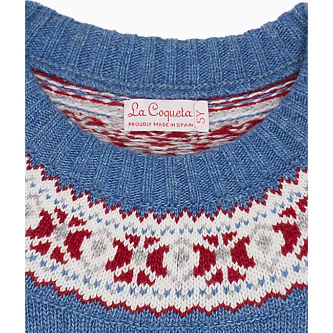 Fairisle Jumper, Blue - Sweaters - 3