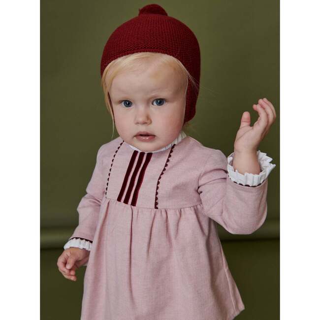 Renta Merino Baby Bonnet, Burgundy - Hats - 4