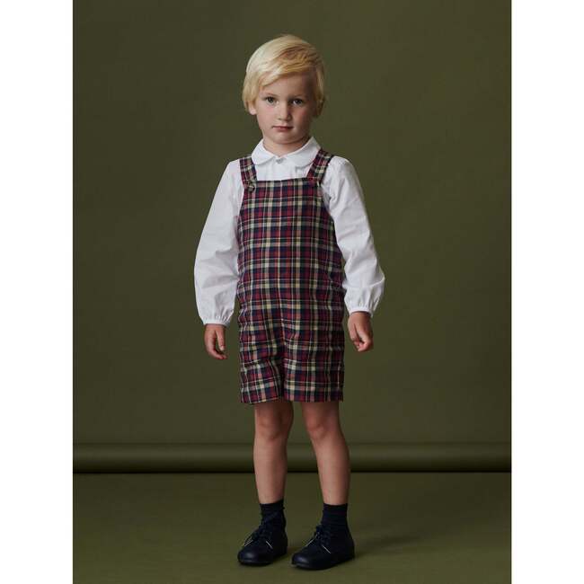Buganvilla Baby Dungarees, Navy Tartan - Overalls - 4