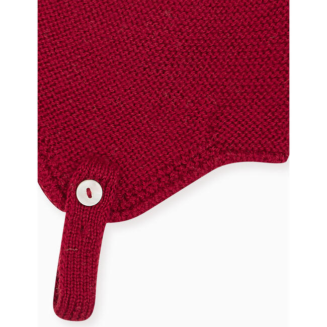 Renta Merino Baby Bonnet, Burgundy - Hats - 5