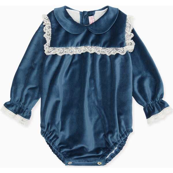 Azzura Girl Romper Suit, Blue Velvet La Coqueta Rompers