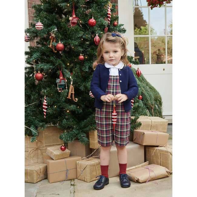 Buganvilla Baby Dungarees, Navy Tartan - Overalls - 5