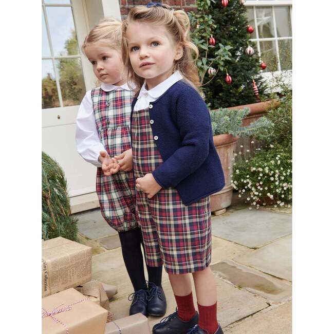 Buganvilla Baby Dungarees, Navy Tartan - Overalls - 8