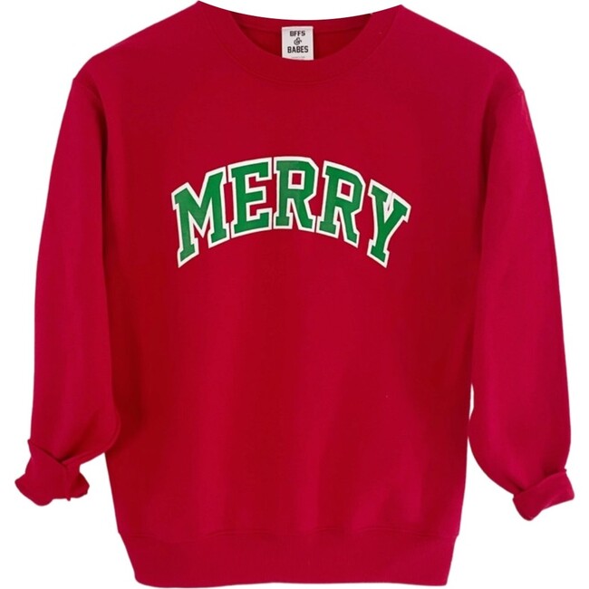 Merry Graphic Youth Sweatshirt, Red - Sweatshirts - 1